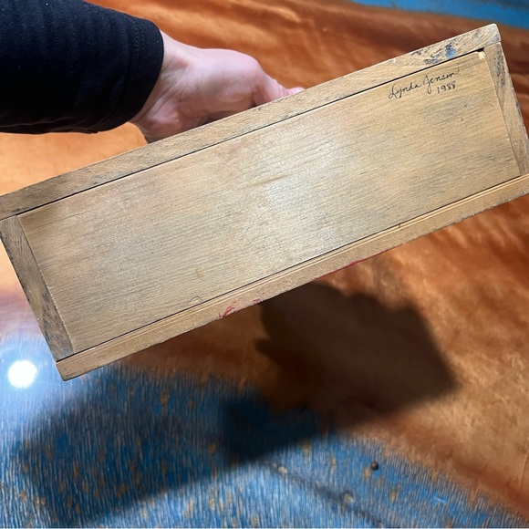 Vintage Hand Painted Wooden Christmas Elf Box Cardholder handmade 80s - Picture 8 of 14